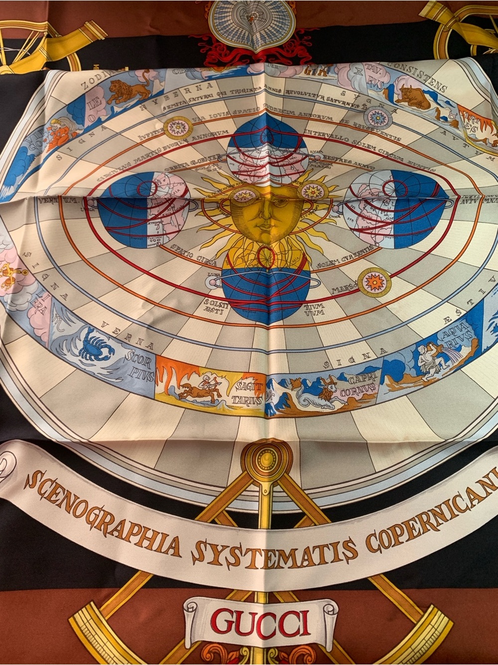 Gucci Celestial Sun Map Wall Tapestry - Gold, Blue, Red, Cream, Black
